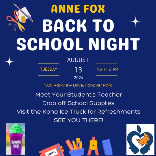 SAVE THE DATE - BACK TO SCHOOL NIGHT - AUGUST 13TH